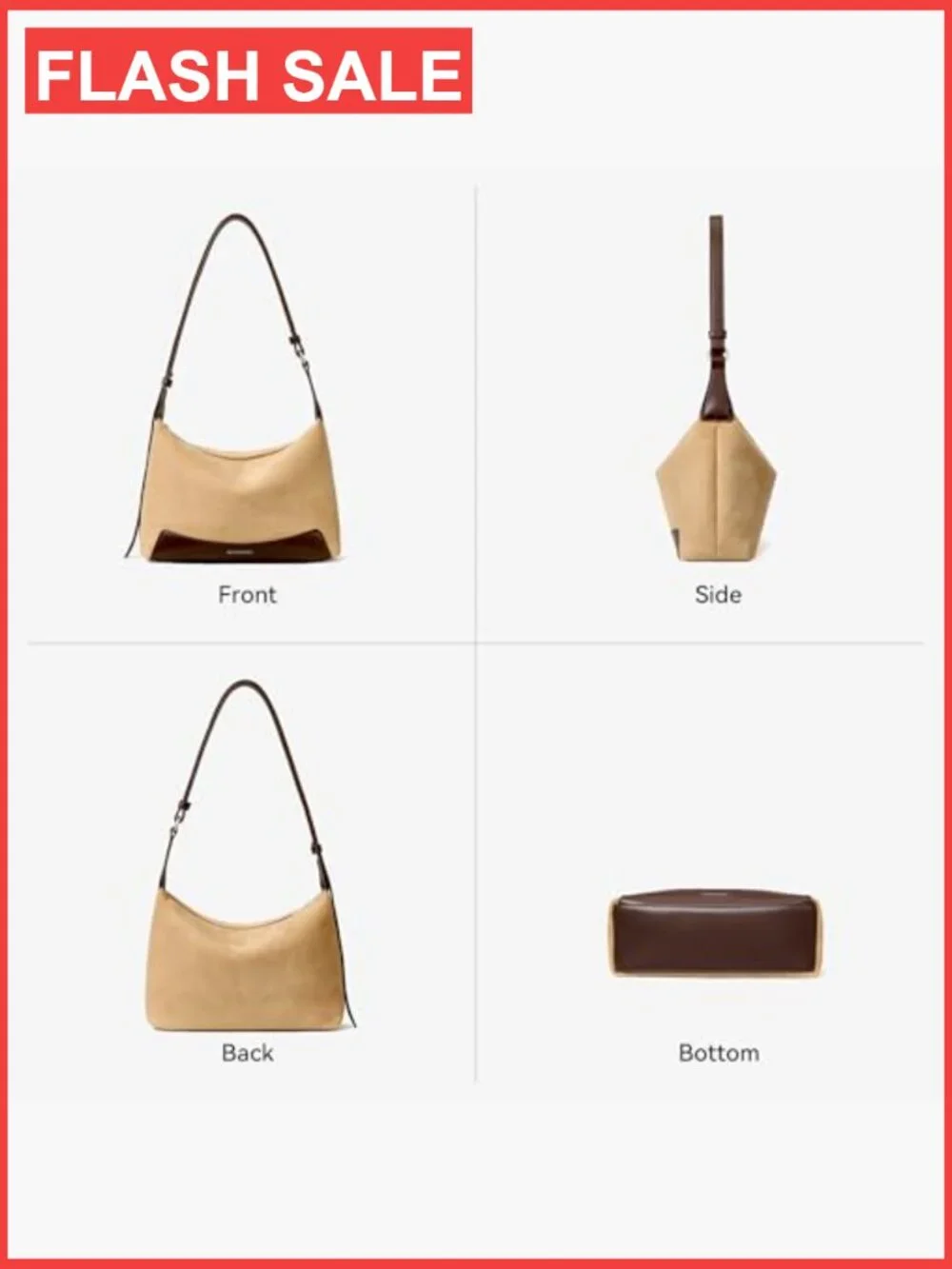 Small Crossbody Hobo Bag with Adjustable Strap Faux Suede PU Leather